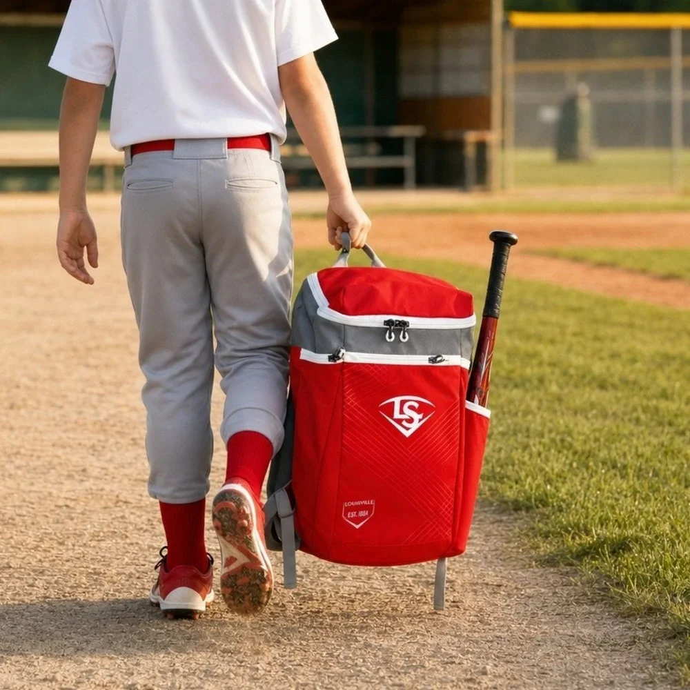 Louisville Slugger Powerized Stick Pack Baseball Softball Bat Bag Red Grey NEW
